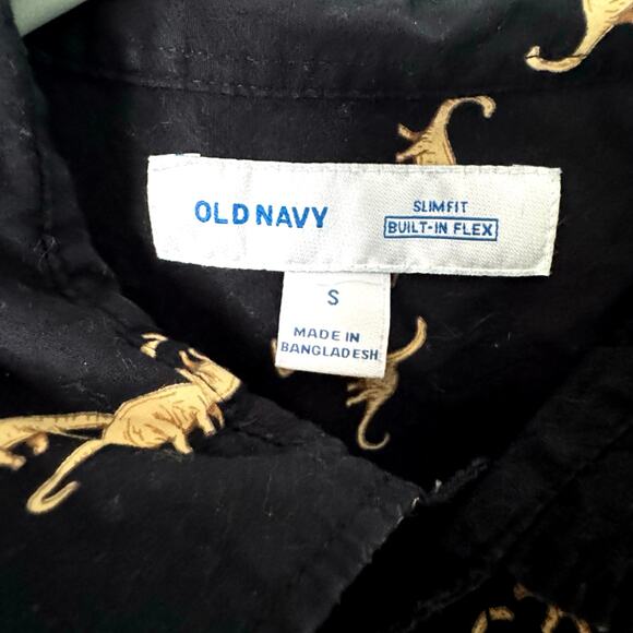 Small Brachiosaurus Dinosaur Black Button Down Shirt Old Navy - Picture 4 of 7